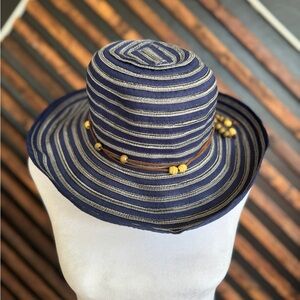 Wallaroo Breton - Striped Blue and Tan Women's Hat